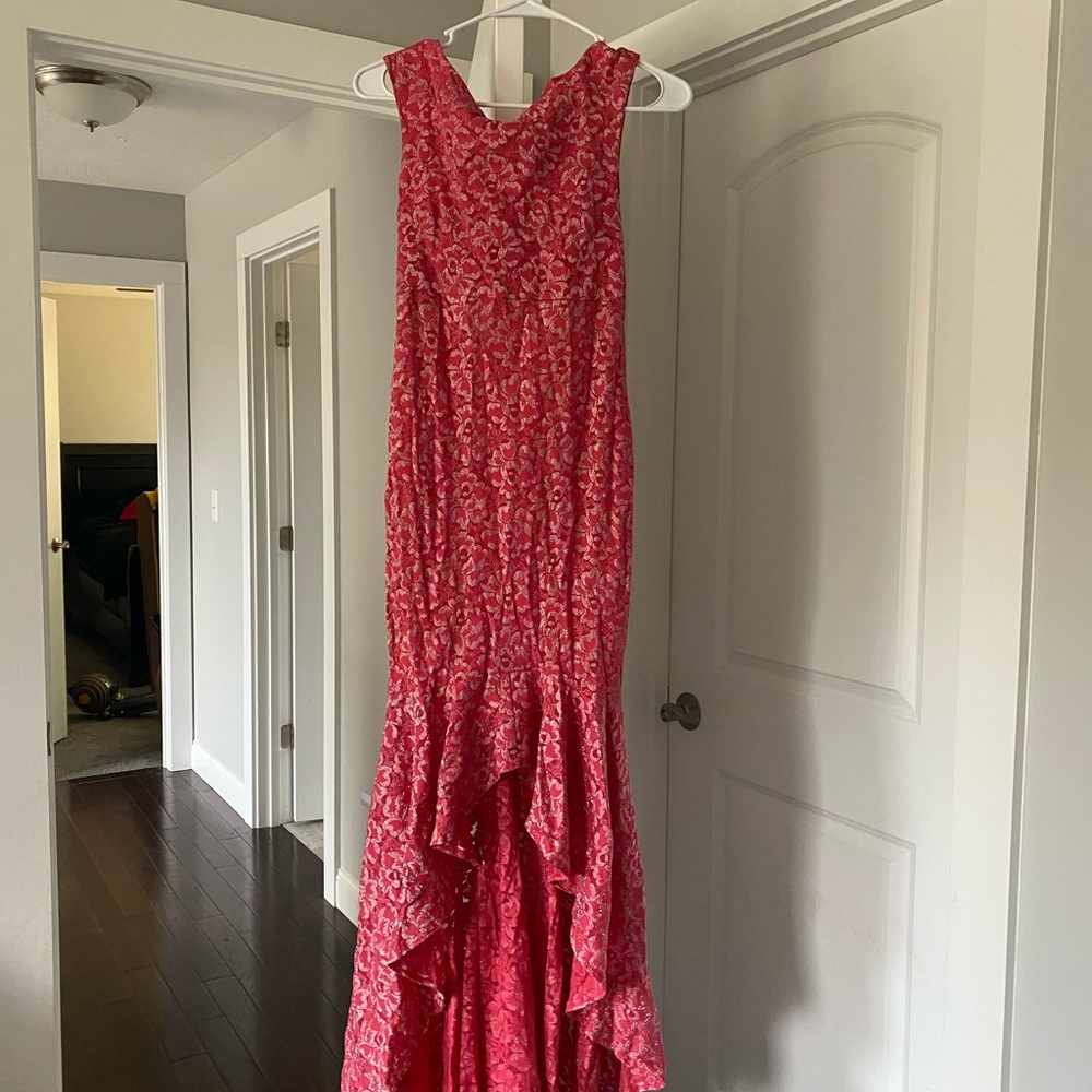 Pink lace high low dress